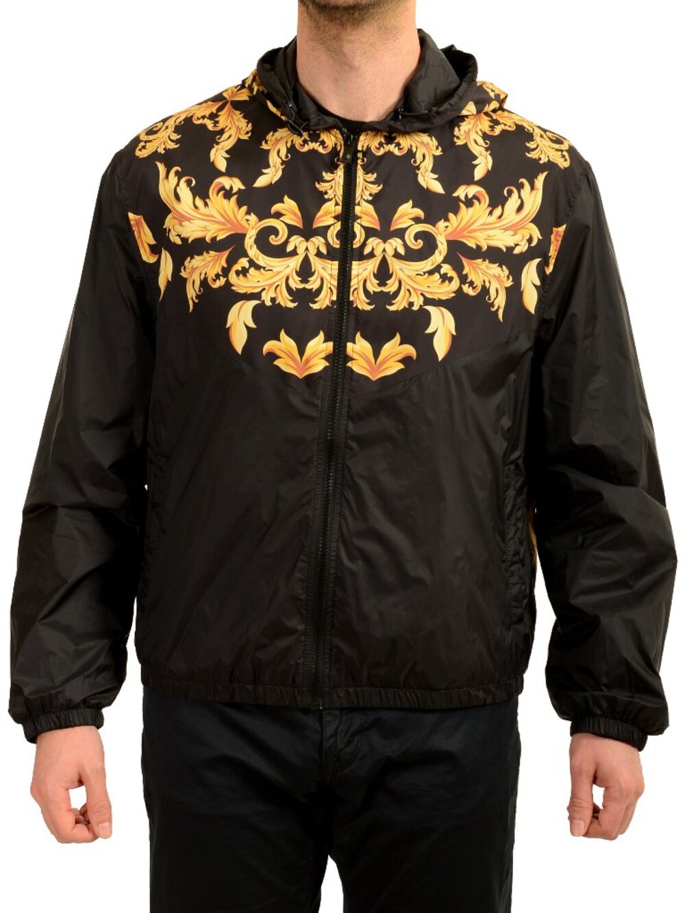 Versace Men's Signature Barocco Print Full Zip Windbreaker Jacket US 4XL IT 60